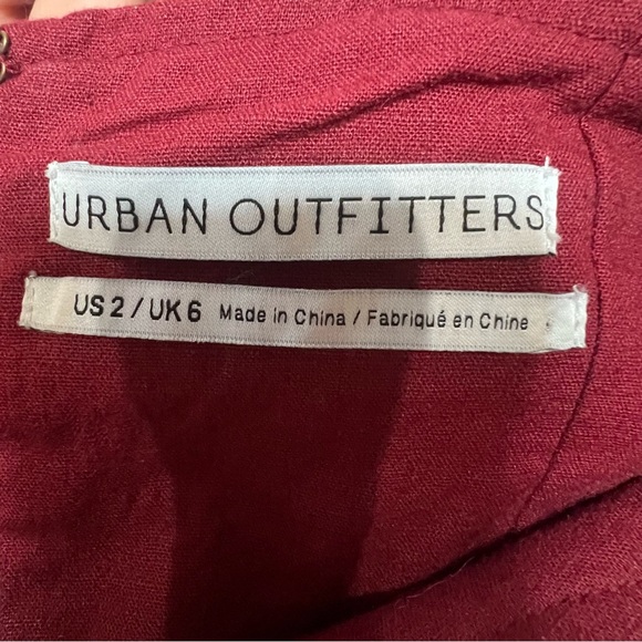 Urban Outfitters Women Angelique Belted Sleeveless Linen Mini Dress Red Size 2 - Picture 4 of 10